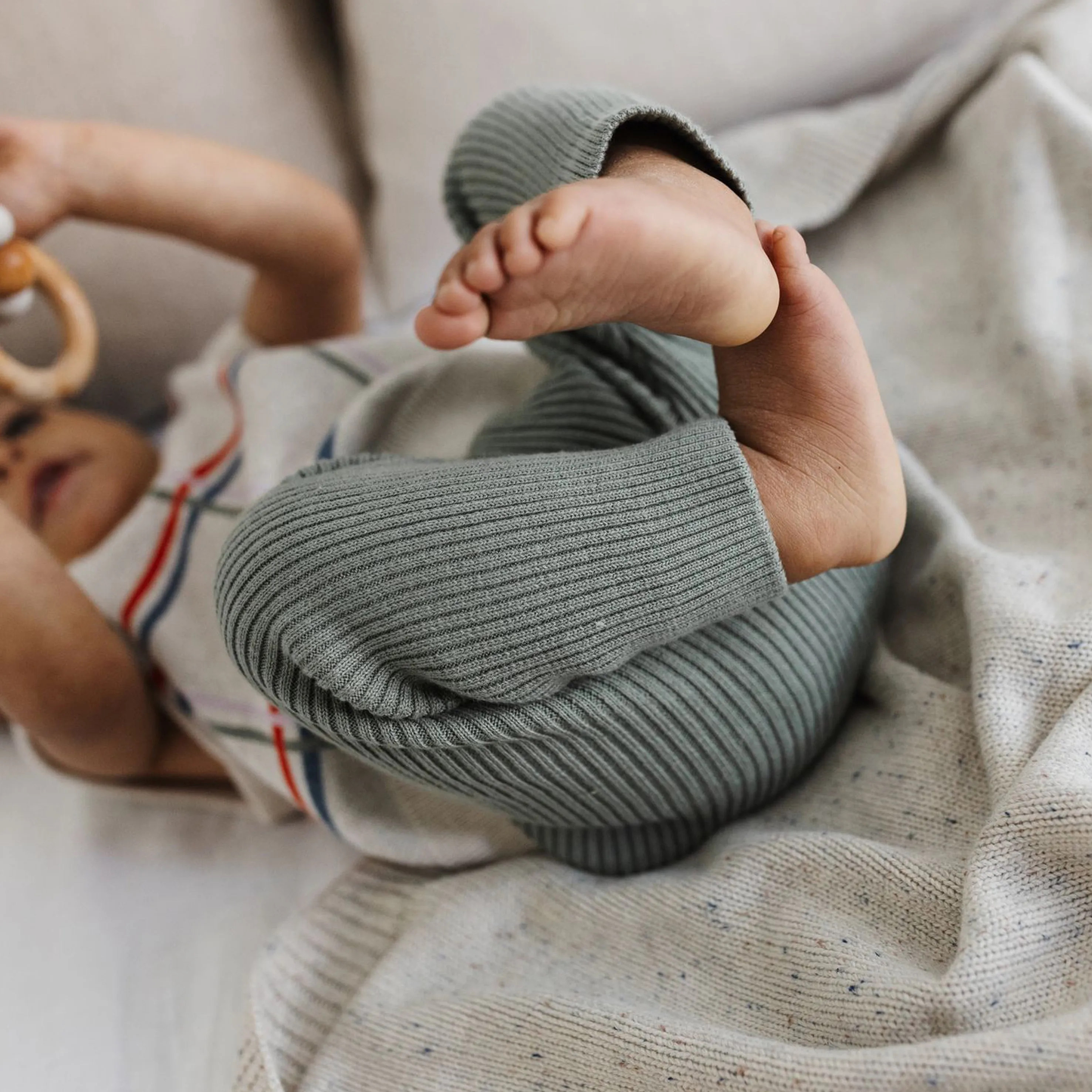 Organic Cotton Rib Knit Leggings - Sage