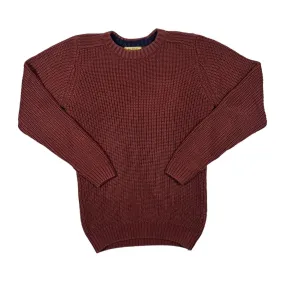 P.G.FIELD Classic Burgundy Acrylic Cable Knit Crewneck Sweater Jumper
