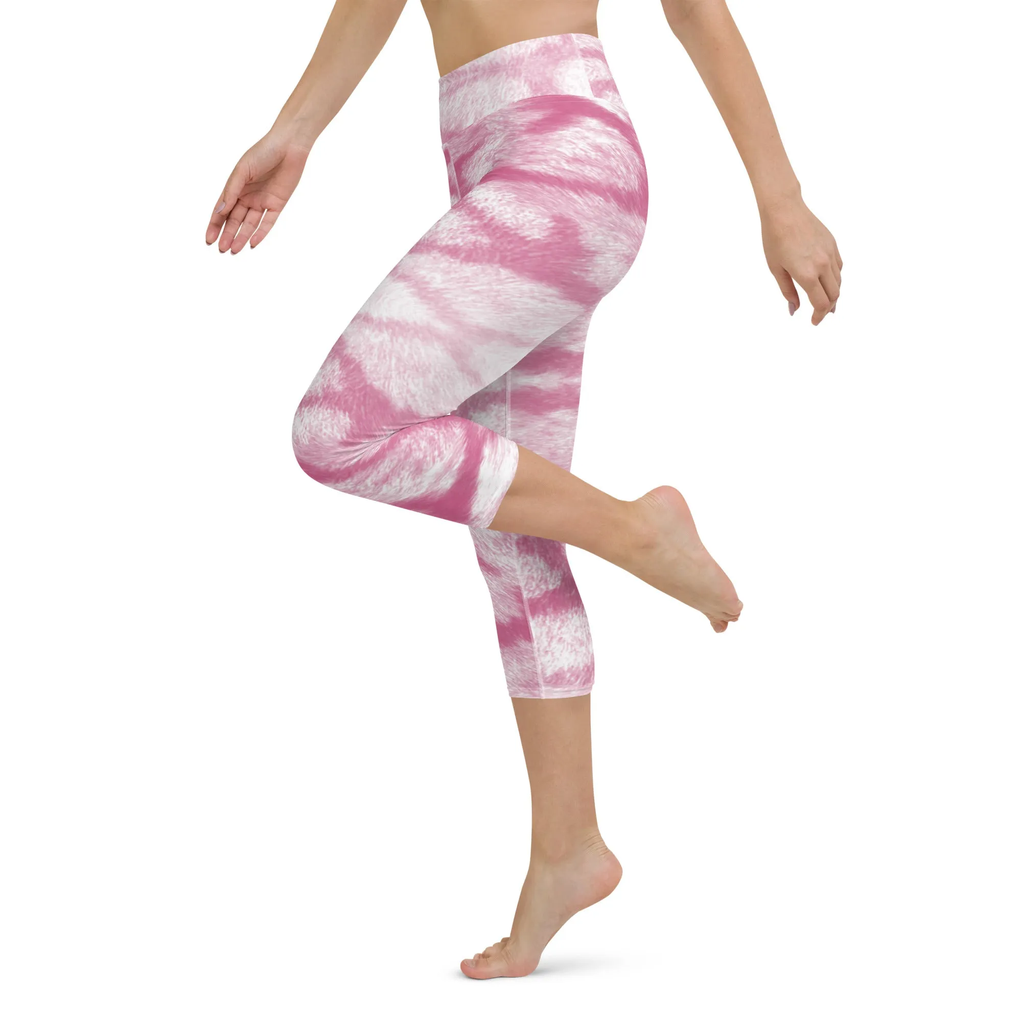 Pink Animal Print Yoga Capri Leggings | Exercise Capri Leggings, lioness-love