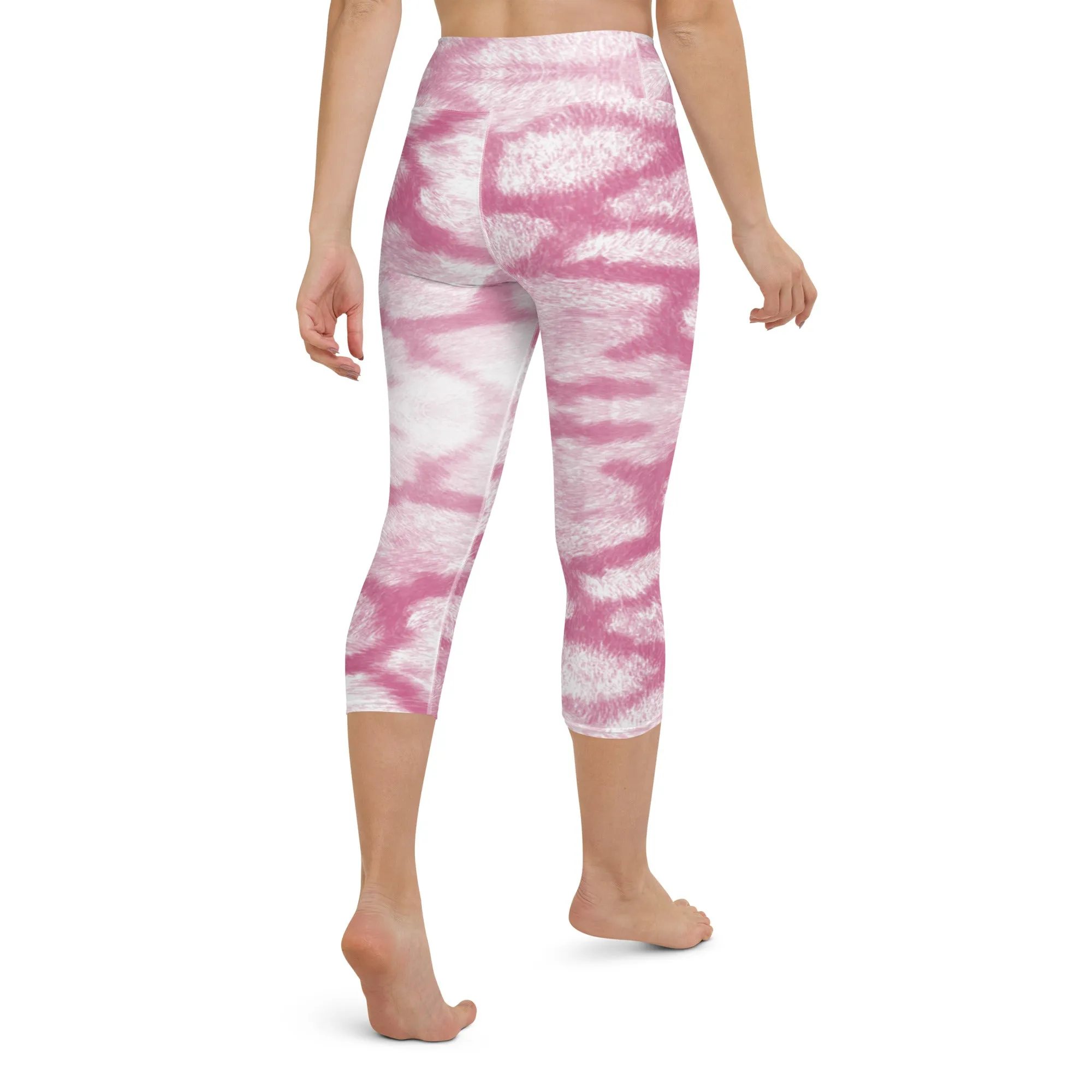 Pink Animal Print Yoga Capri Leggings | Exercise Capri Leggings, lioness-love