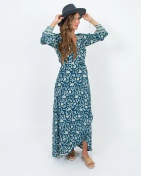 Printed Long Sleeve Wrap Dress