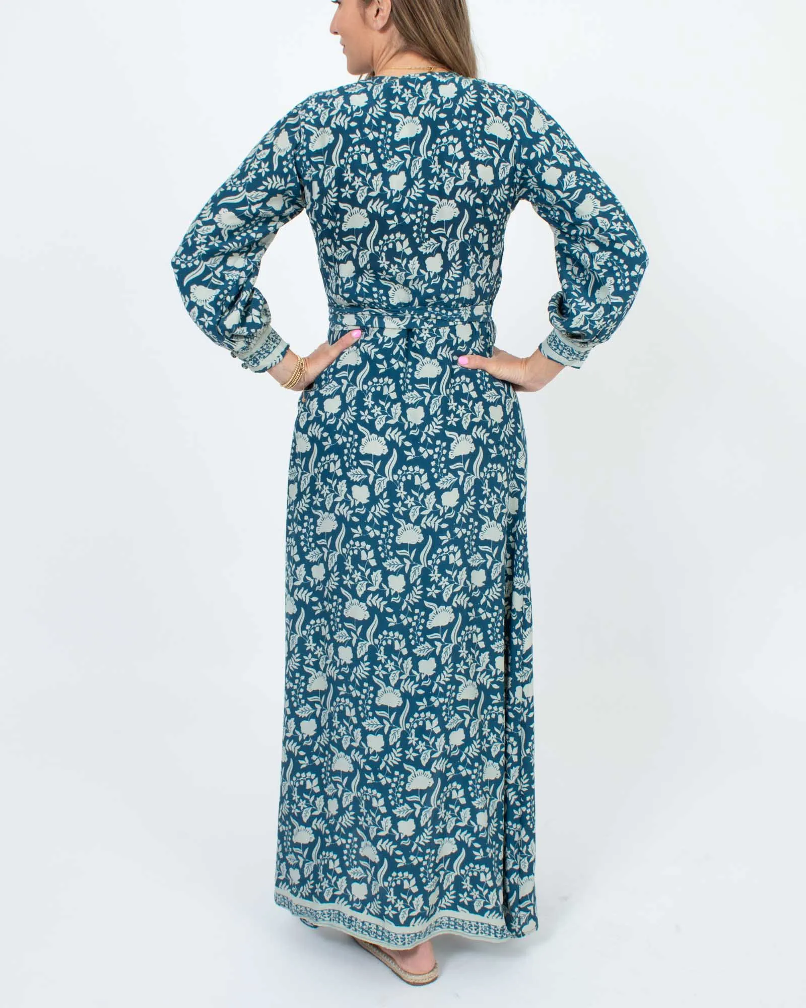 Printed Long Sleeve Wrap Dress