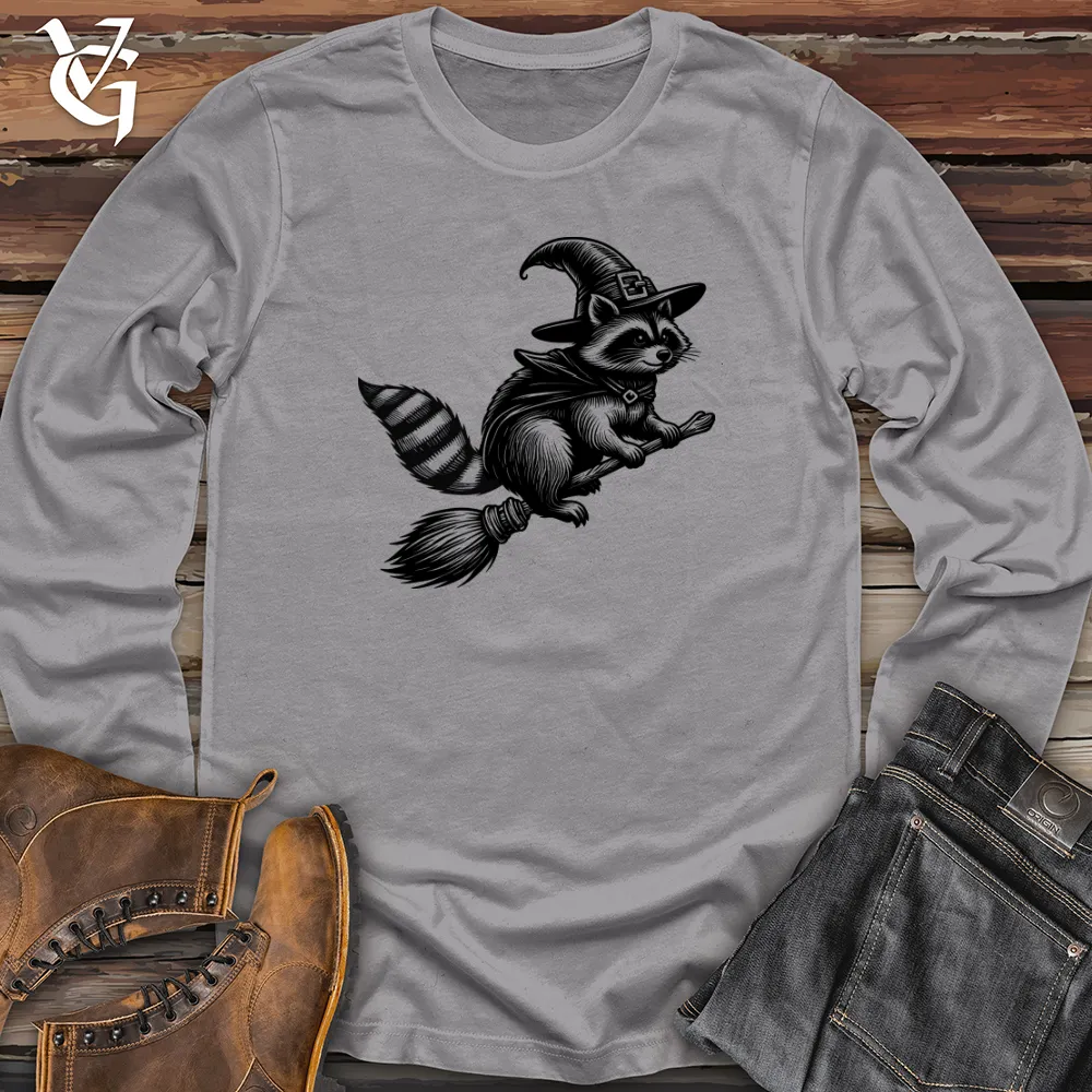 Raccoon Flying Broomstick Long Sleeve