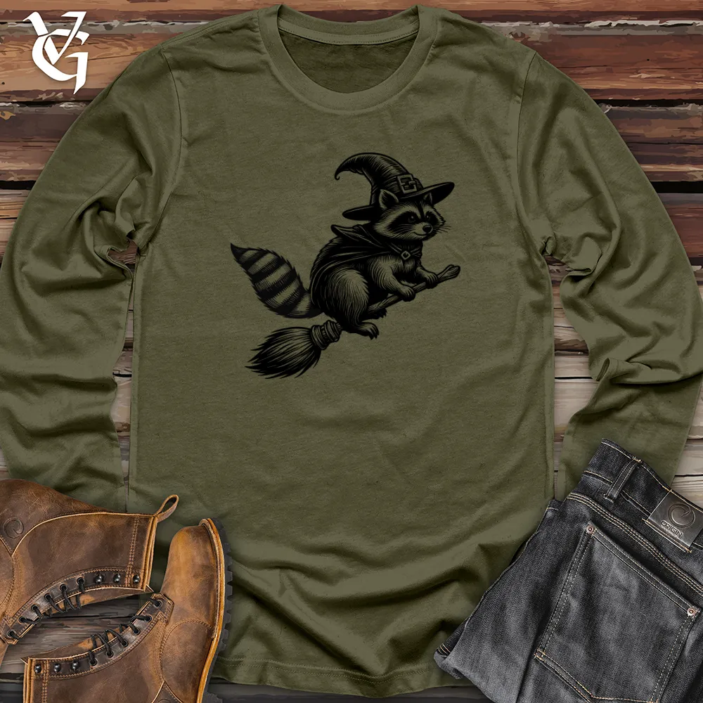 Raccoon Flying Broomstick Long Sleeve