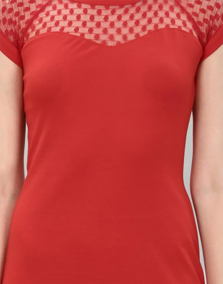 Red Coloured Lycra Knitted Bodycon Dress
