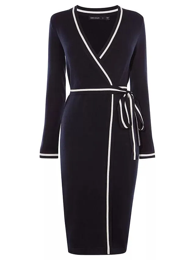 Striped Wrap Knit Dress