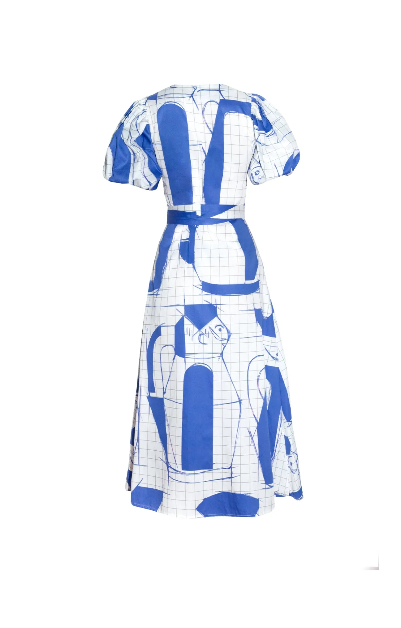 SZOMJAS puff sleeve wrap dress 'Sketch'