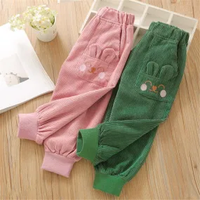 Toddler Girls Rabbit Corduroy Solid Trousers Girls Wholesale Clothes