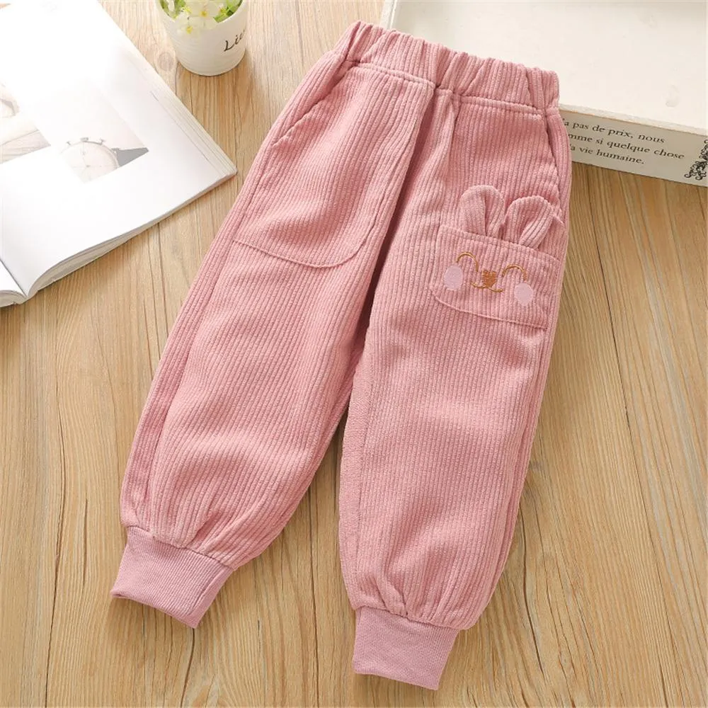 Toddler Girls Rabbit Corduroy Solid Trousers Girls Wholesale Clothes