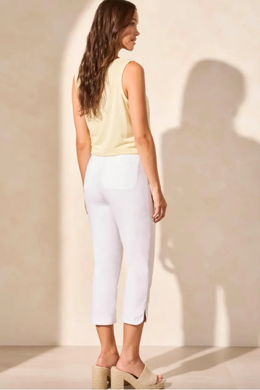 Tribal Flatten It Pull On Capri With Round Slits