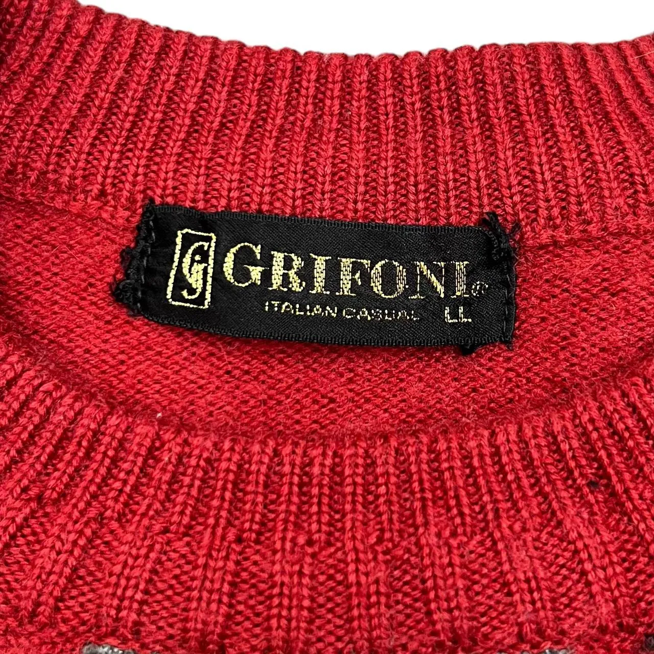 Vintage 90's GRIFONI "We Love Winter Sports" Embroidered Spellout Graphic Knit Crewneck Sweater Jumper
