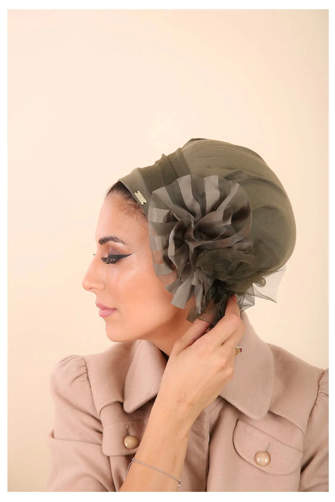 Yodfat Party Turban - Khaki Green
